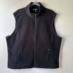 LL Bean Mens Polartec Black Classic Fleece Zip Up Vest Outdoor Size XL Cabincore